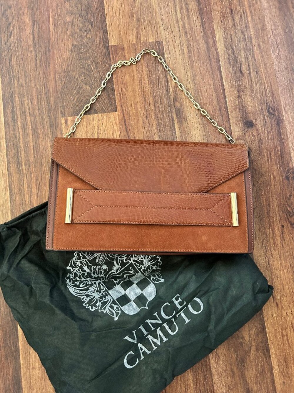 Like New! Vince Camuto Structured Leather Envelope Shoulder/ Clutch Bag